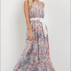 Pinkblush Light Blue Floral Sash Tie Maxi